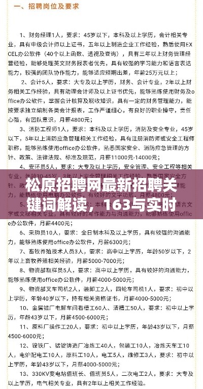 松原招聘网最新招聘关键词解读，163与实时视频网络招聘的价值与警惕