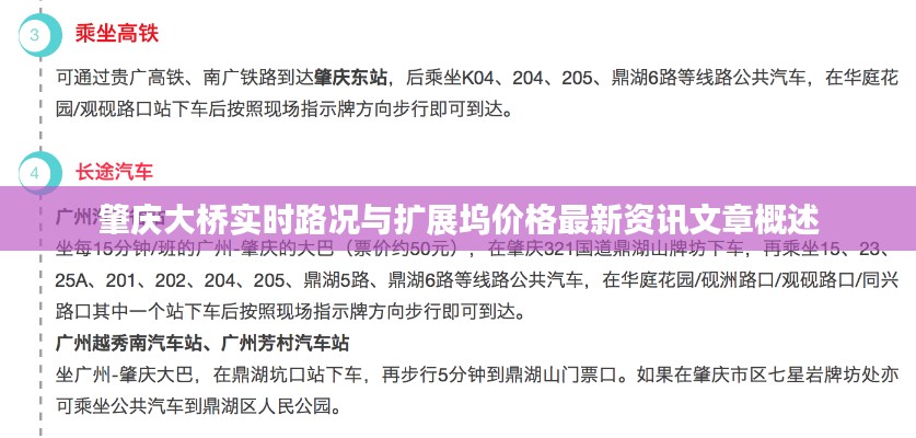 肇庆大桥实时路况与扩展坞价格最新资讯文章概述