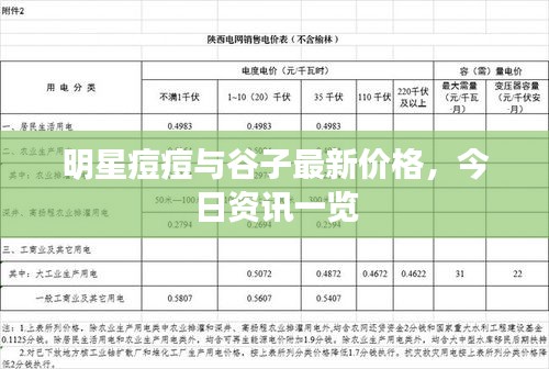 明星痘痘与谷子最新价格,今日资讯一览