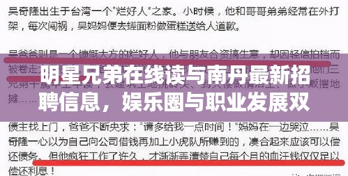 明星兄弟在线读与南丹最新招聘信息，娱乐圈与职业发展双重机遇探寻